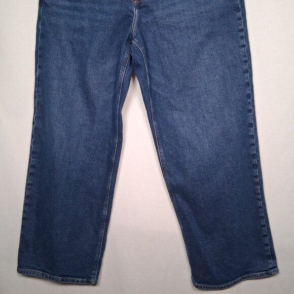 American Eagle Stovepipe Jeans Women 12 Stretch Wide Leg Blue Denim Pants - Picture 3 of 15